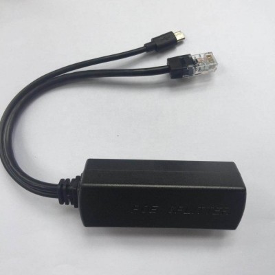 10/100mbps Power Over Ethernet 48V To 5V 2.4A 12W Micro USB Plug Active POE Injector Splitter